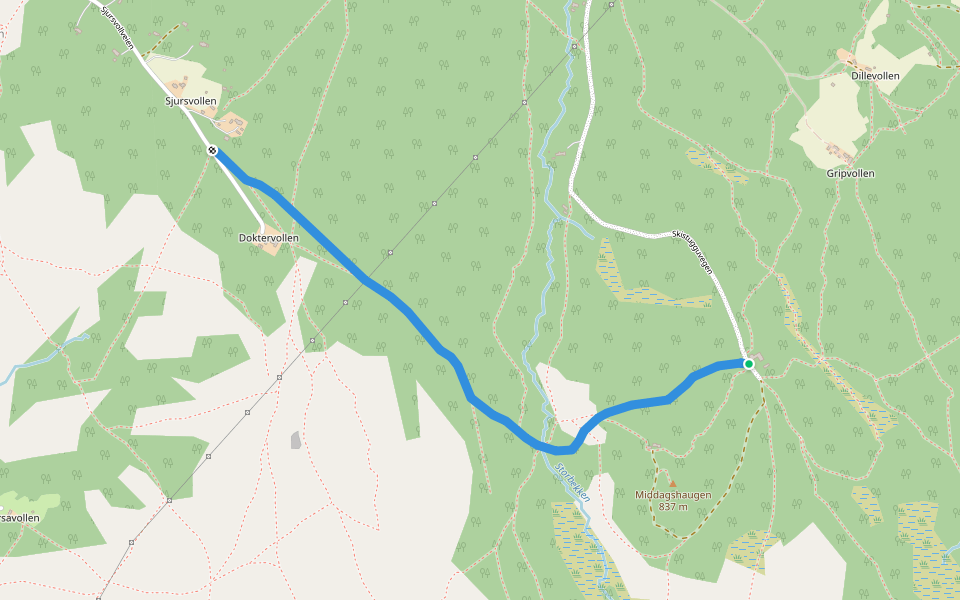 Hånesåsstien walking route map in Røros