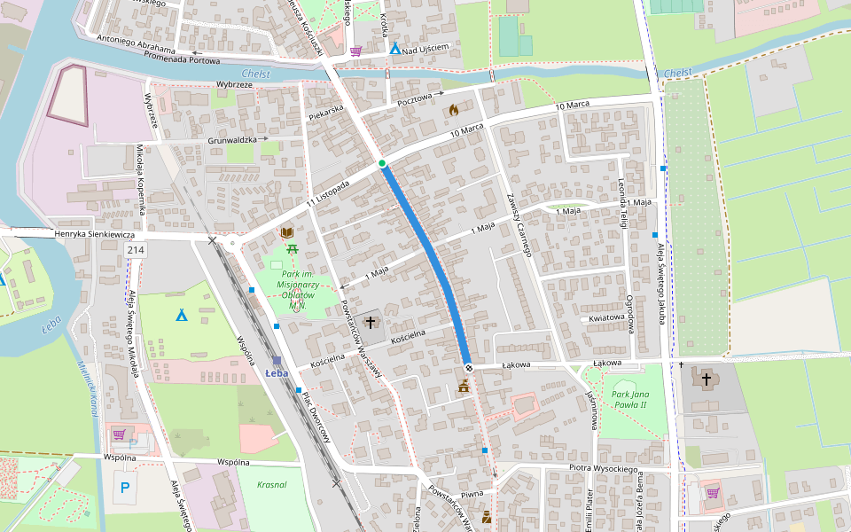 Tadeusza Kościuszki walking route map in Łeba