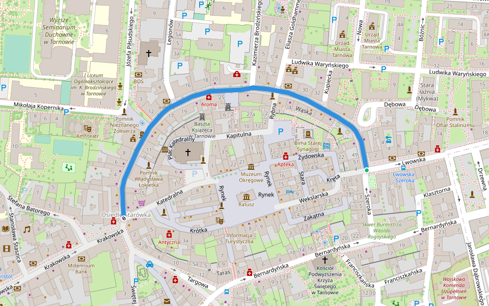 Wałowa walking route map in Tarnów