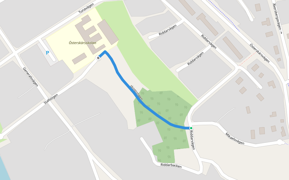 skogsstigen walking route map in Åkersberga