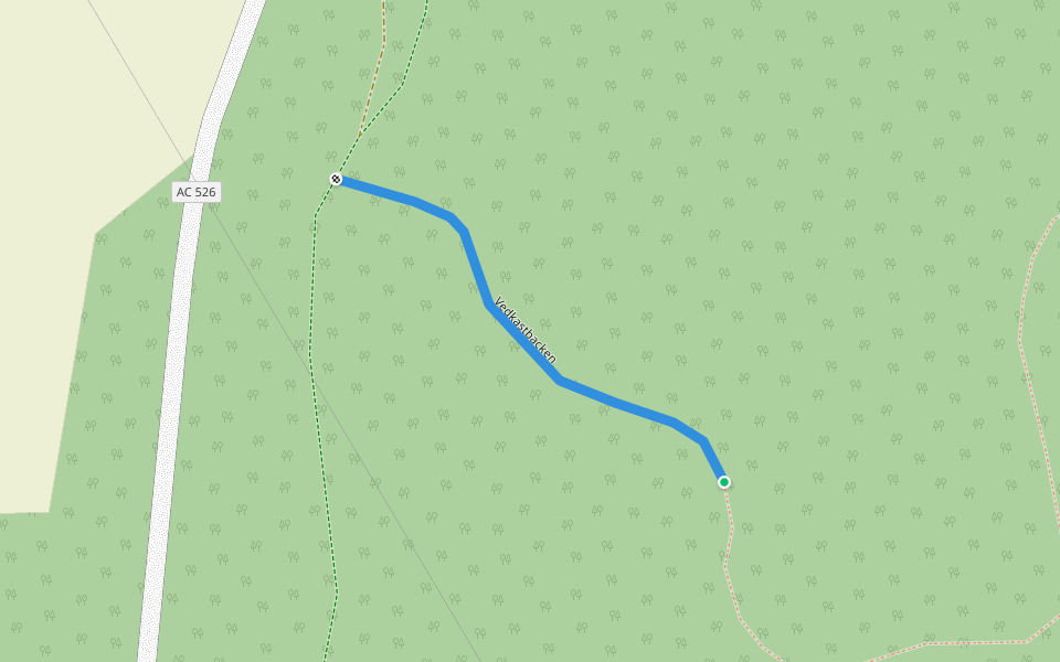 Vedkastbacken walking route map in Umeå