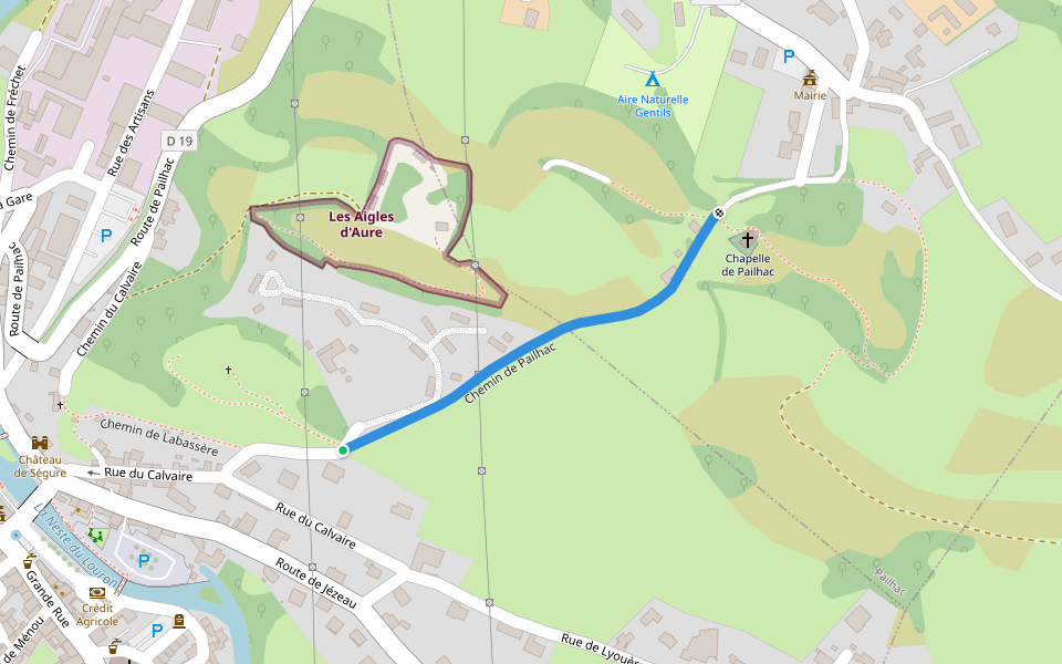 Chemin de Pailhac walking route map in Arreau