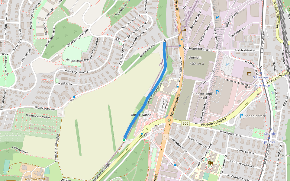 Zwölfjuchartenweglein walking route map in Münchenstein