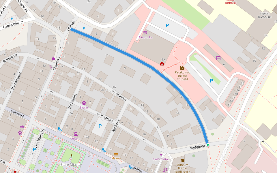 Wałowa walking route map in Tuchola