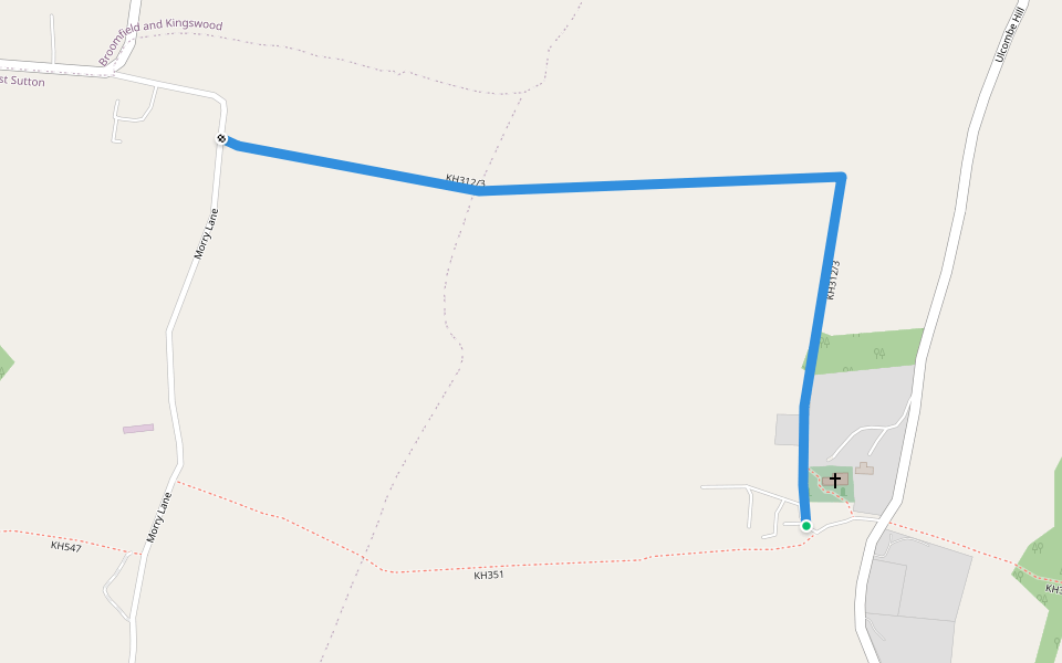 KH312/3 walking route map in Ulcombe