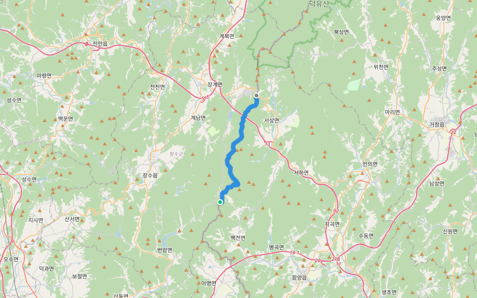 백두대간 walking route map in Jangsu