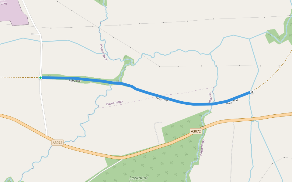 Ruby Trail walking route map in Highampton