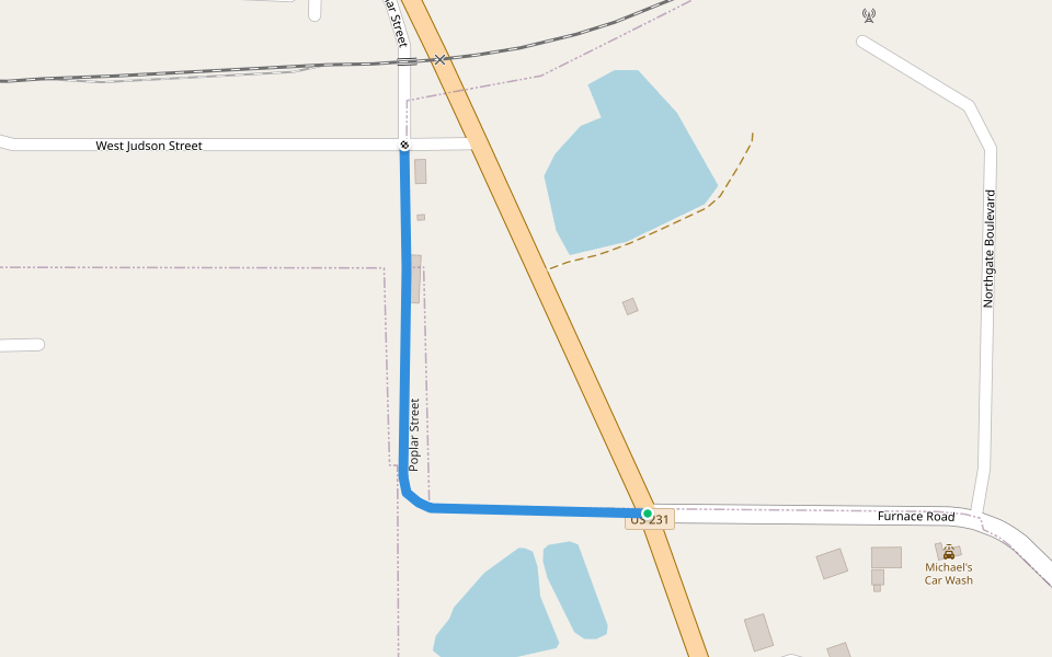 Poplar Street walking route map in Bloomfield