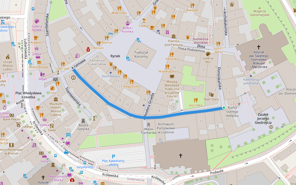 Jezuicka walking route map in Lublin