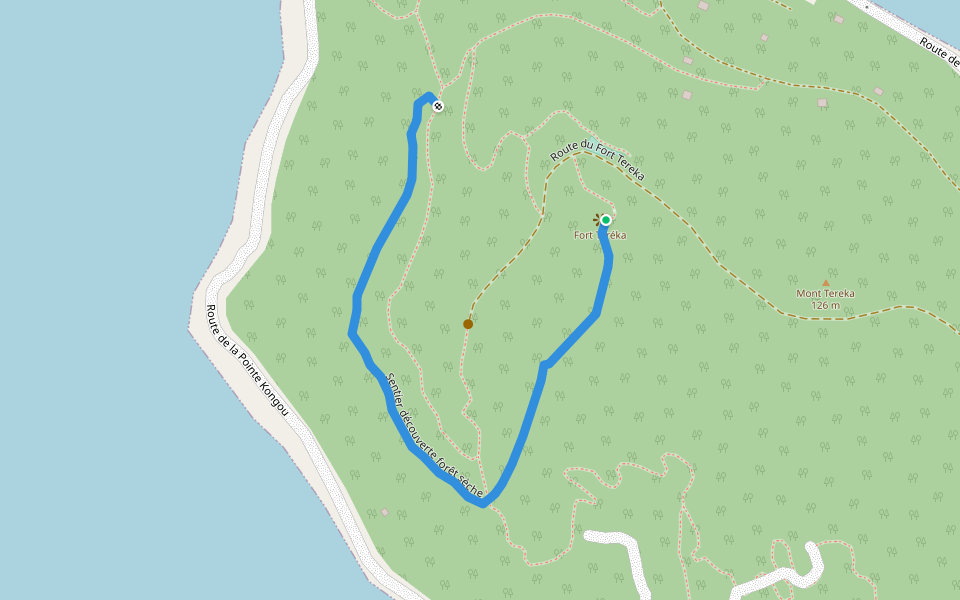 Sentier découverte forêt sèche walking route map in Nouméa