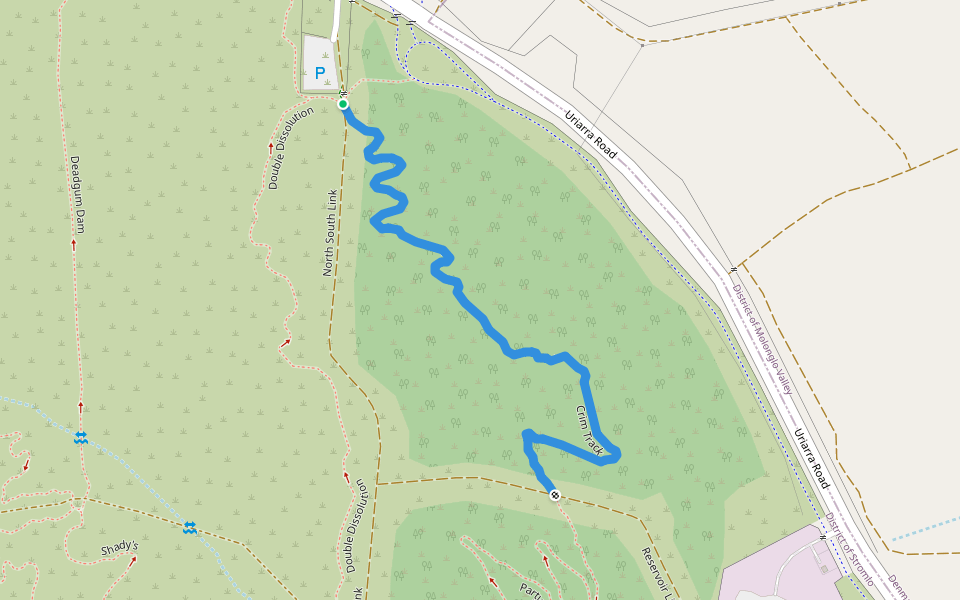 Crim Track walking route map in Denman Prospect