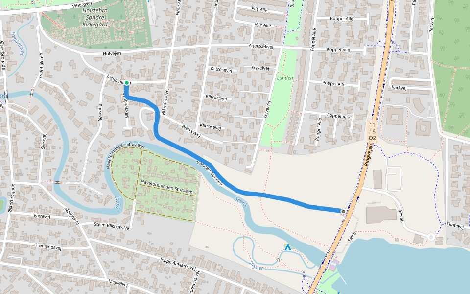 Gennem Lunden walking route map in Holstebro