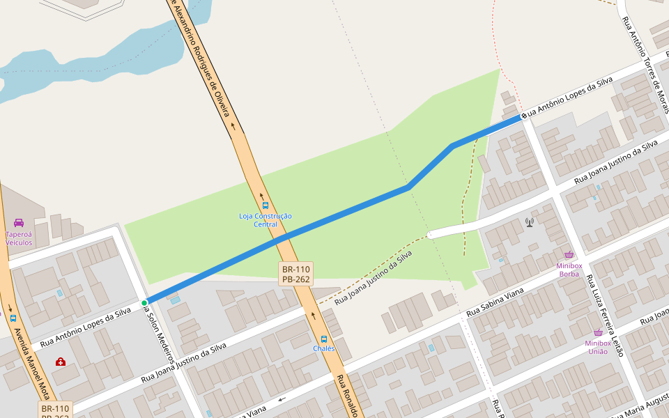 Rua Antônio Lopes da Silva walking route map in Patos