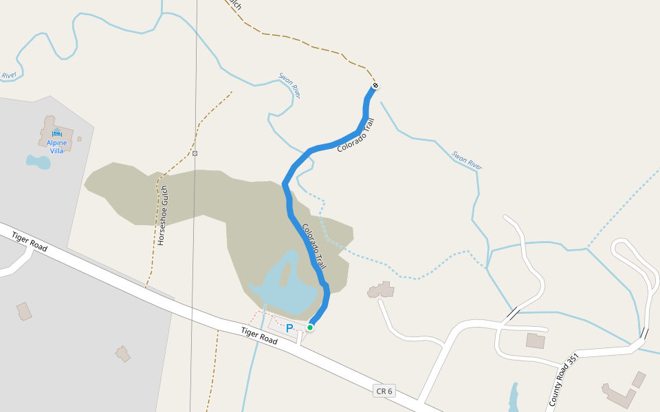 Colorado Trail walking route map in Breckenridge