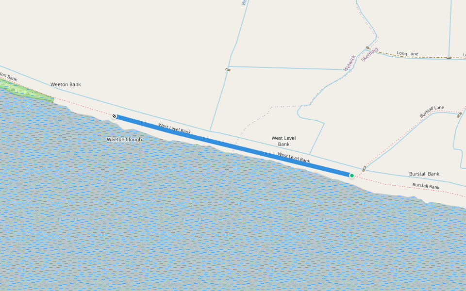 West Level Bank walking route map in Welwick