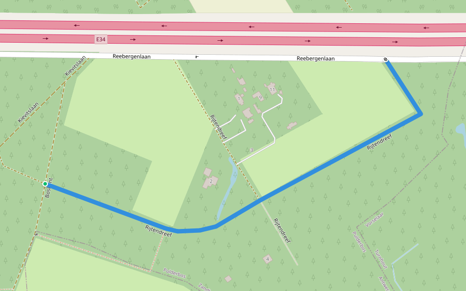 Rijtendreef walking route map in Zandhoven