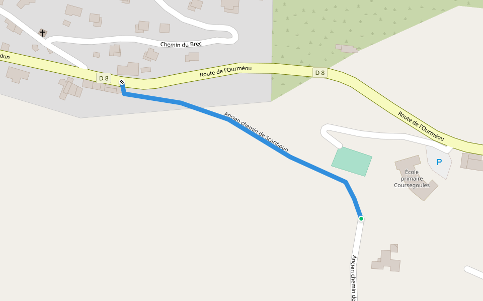 Ancien chemin de Scariboun walking route map in Coursegoules