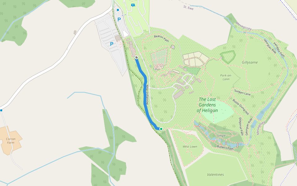 Woodland Walk walking route map in Pentewan