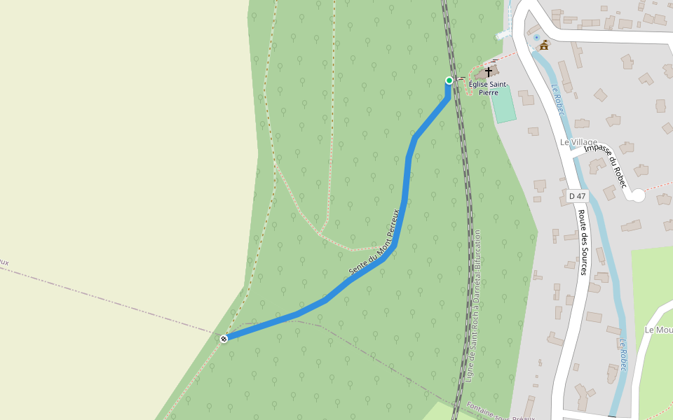 Sente du Mont Perreux walking route map in Fontaine-sous-Préaux