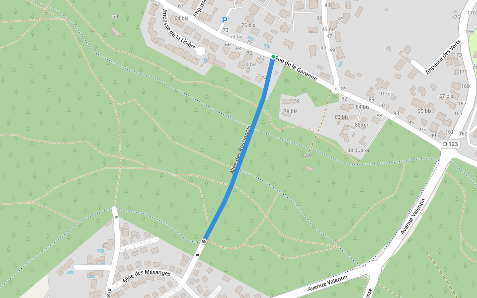 Allée des Rossignols walking route map in Saint-Jean-de-Monts