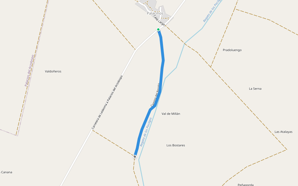 Camino del Regato walking route map in Palacinos