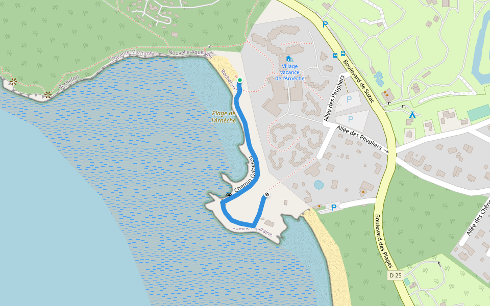 Chemin Gabelou walking route map in Meschers-sur-Gironde