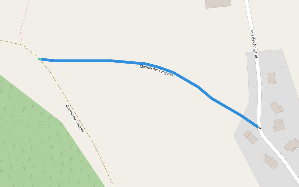 Chemin des Fougères walking route map in Échavanne