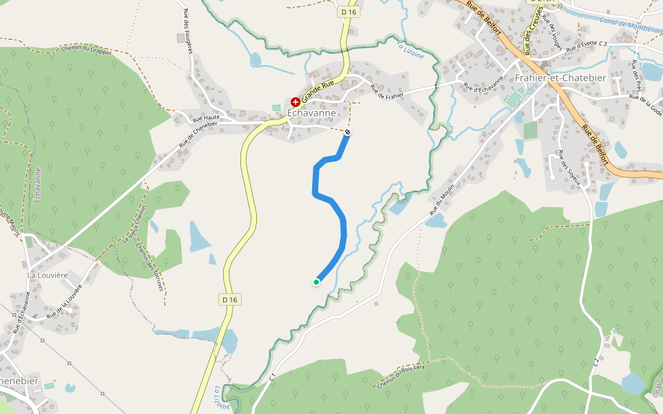 Chemin de la Couravaine walking route map in Frahier-et-Chatebier