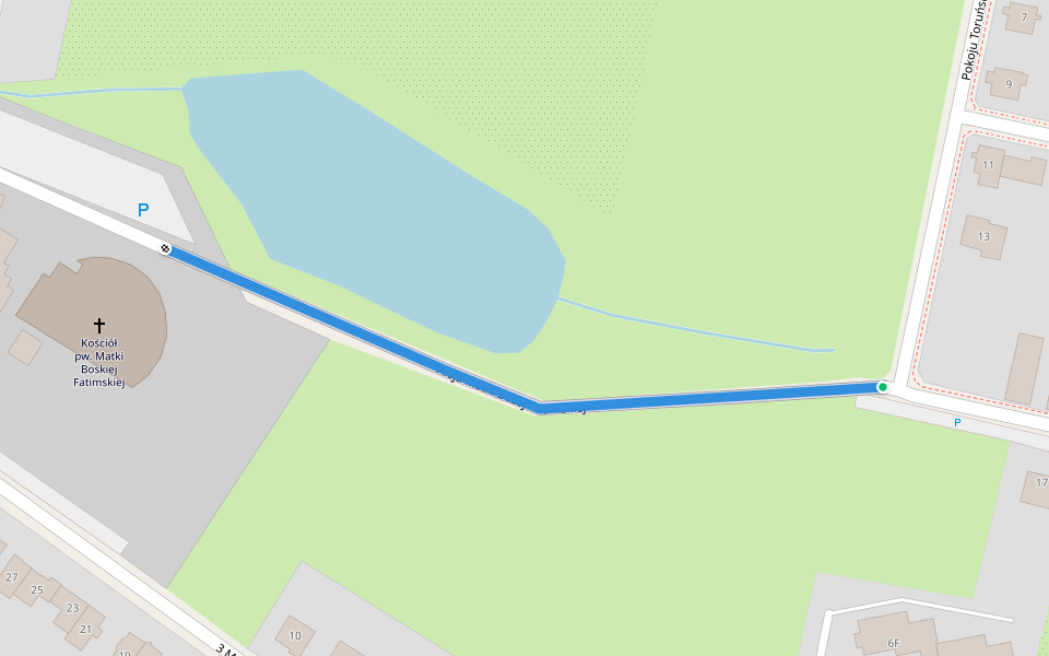 Aleja Matki Bożej Fatimskiej walking route map in Chojnice