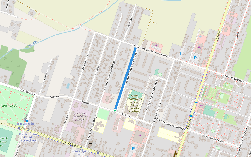 Majora Henryka Sucharskiego walking route map in Konstantynów Łódzki