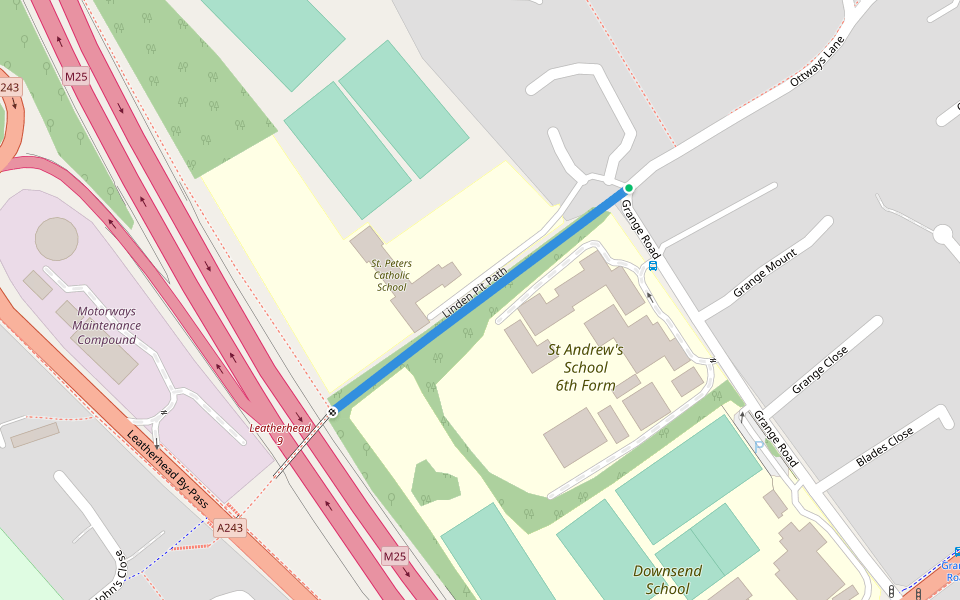 Linden Pit Path walking route map in Ashtead
