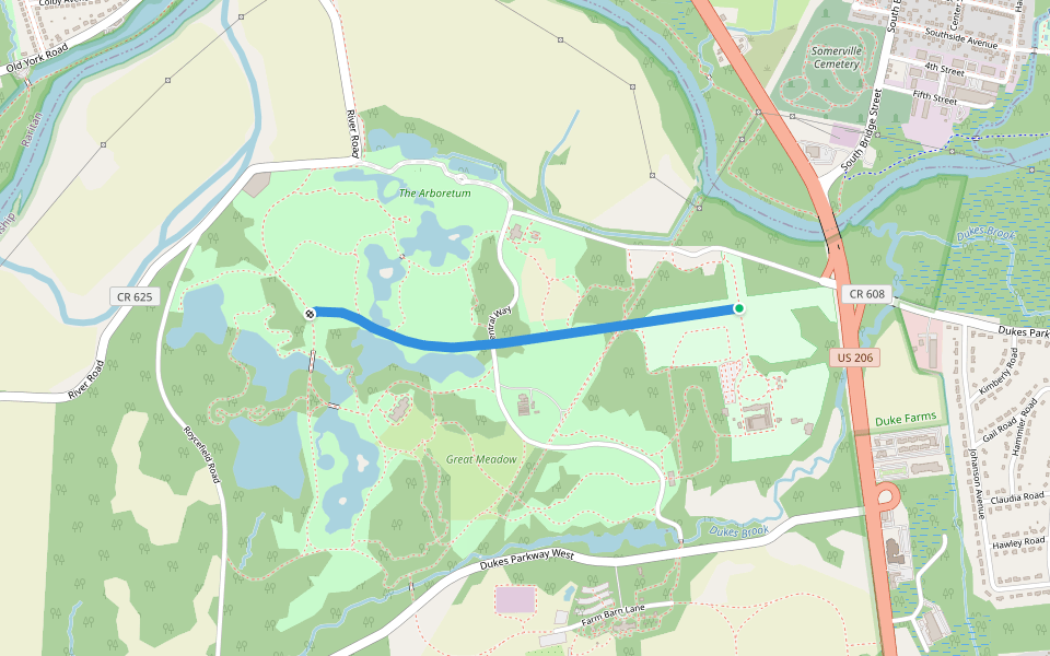 Oak Way walking route map in Hillsborough Township