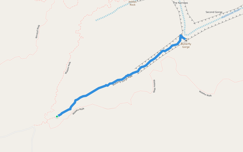Butterfly Gorge Walk walking route map in Nitmiluk