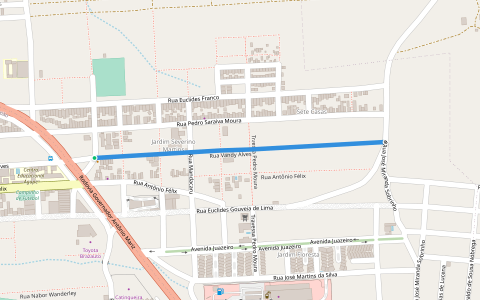 Rua Vandy Alves walking route map in Patos