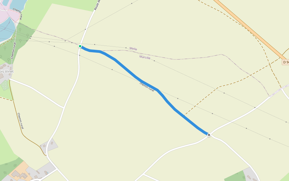 chemin rural walking route map in Melle