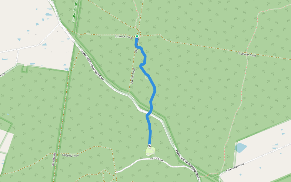 Path to Old Tom Mine walking route map in Whipstick