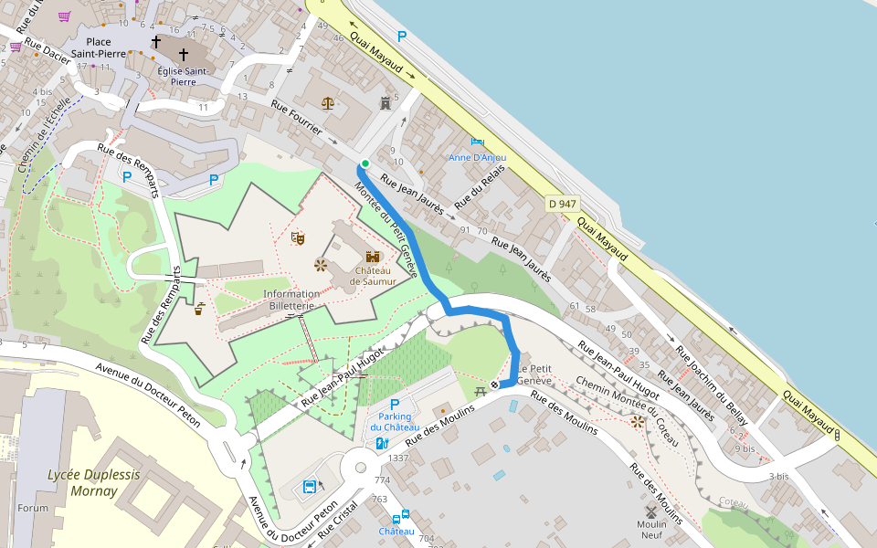 Montée du Petit Genève walking route map in Saumur