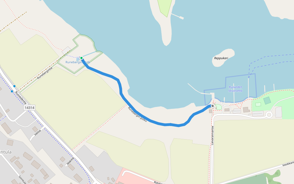 Runebergin polku walking route map in Ruovesi