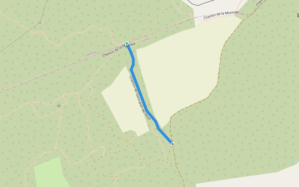 Chemin de Saint-Jean de Noze walking route map in Lunel