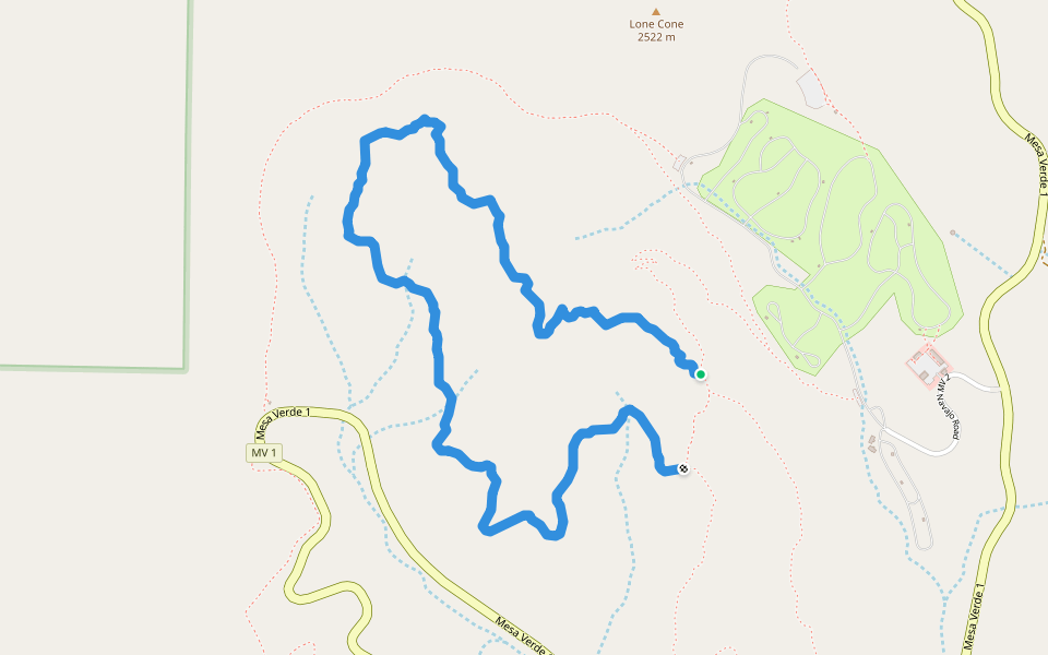 Prater Ridge North Loop Trail walking route map in Mancos