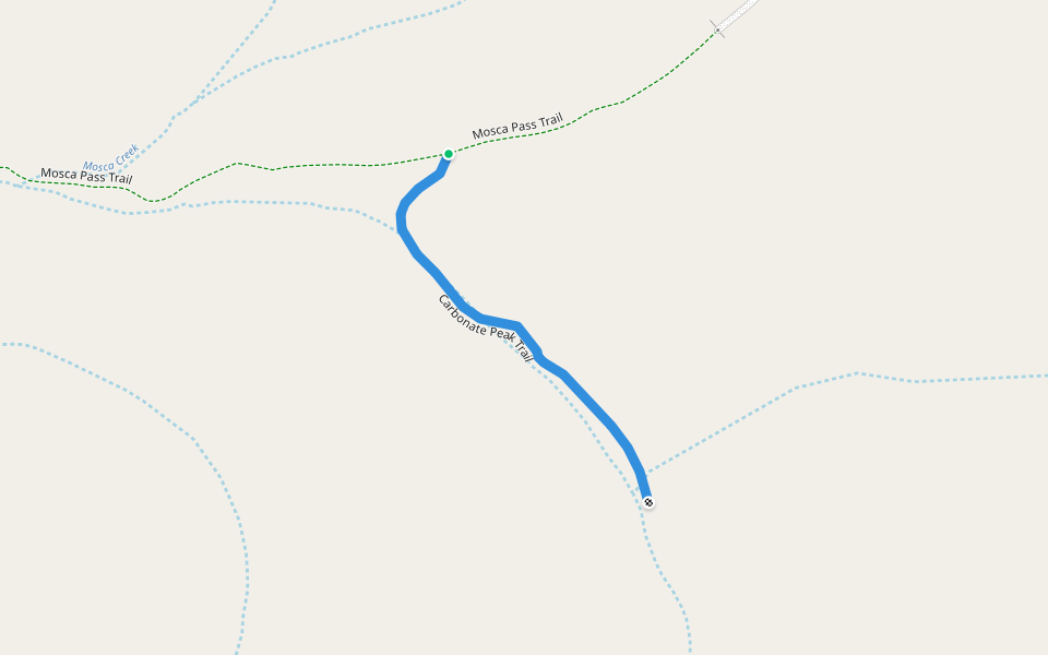 Carbonate Peak Trail walking route map in Mosca