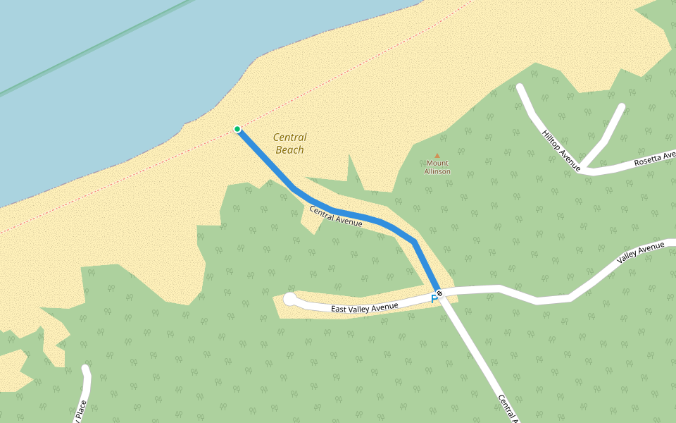 Central Avenue walking route map in Michigan City