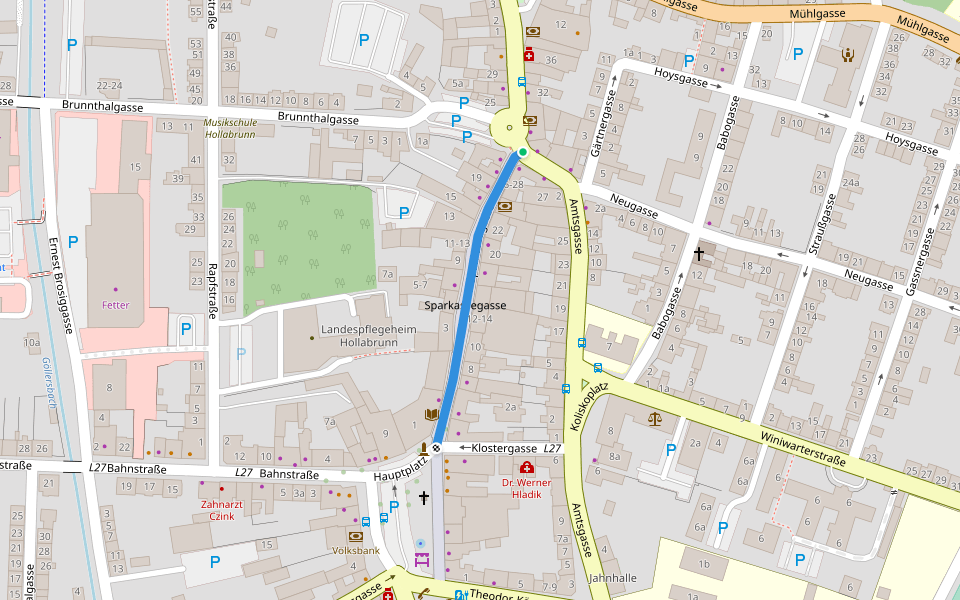 Sparkassegasse walking route map in Hollabrunn