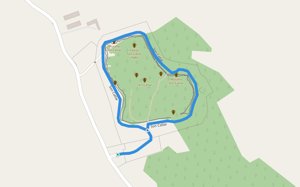Son Catlar walking route map in Ciutadella de Menorca