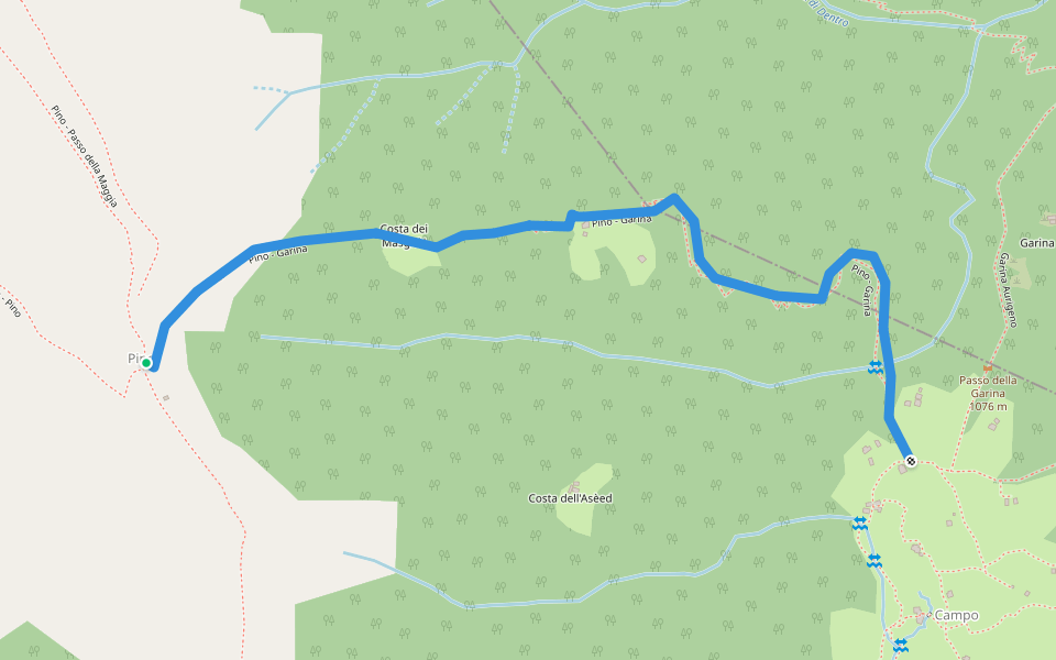Pino - Garina walking route map in Onsernone