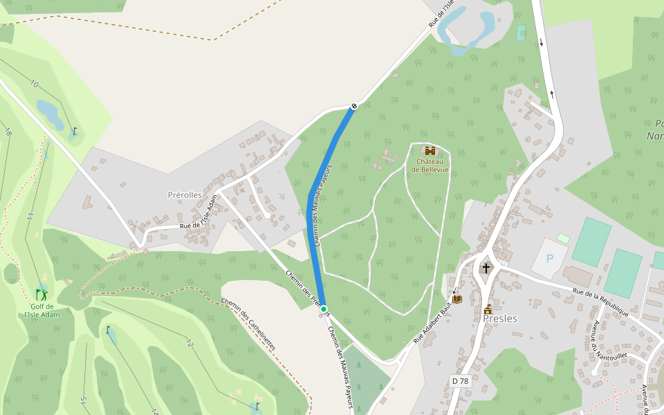 Chemin des Mauvais Payeurs walking route map in Presles