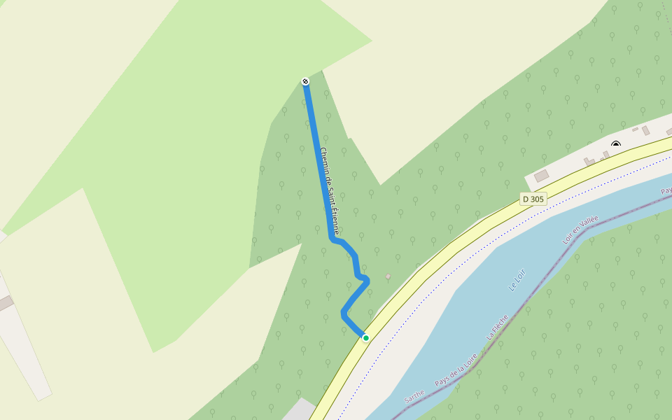 Chemin de Saint-Étienne walking route map in Loir en Vallée