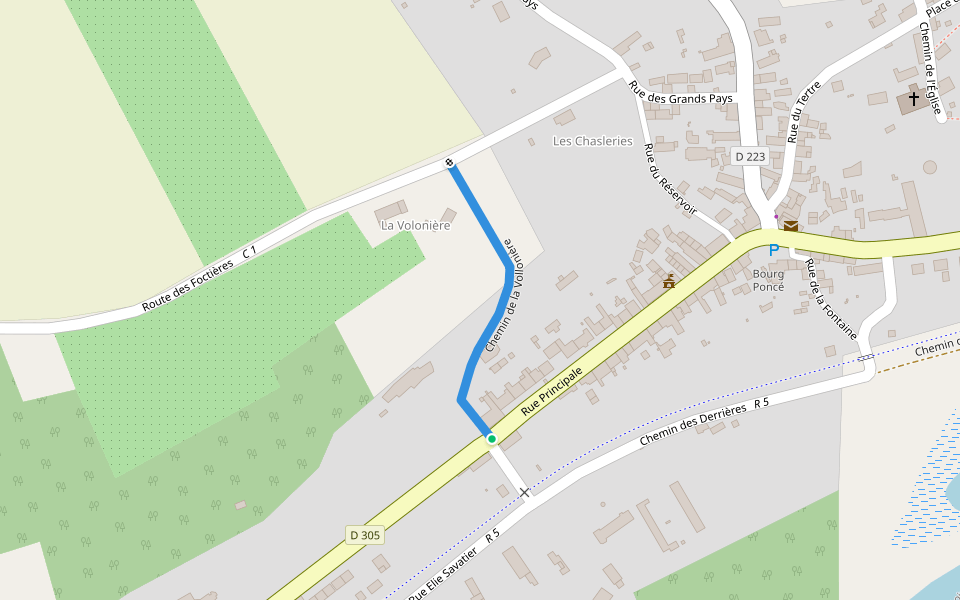 Chemin de la Vollonière walking route map in Loir en Vallée