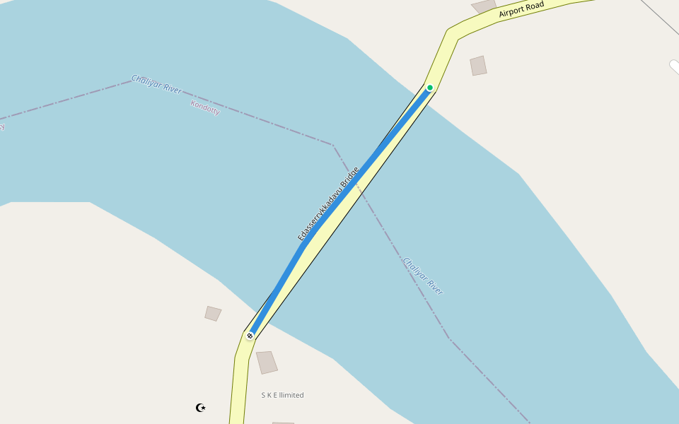 Edasserrykkadavu Bridge walking route map in Kizhuparamba