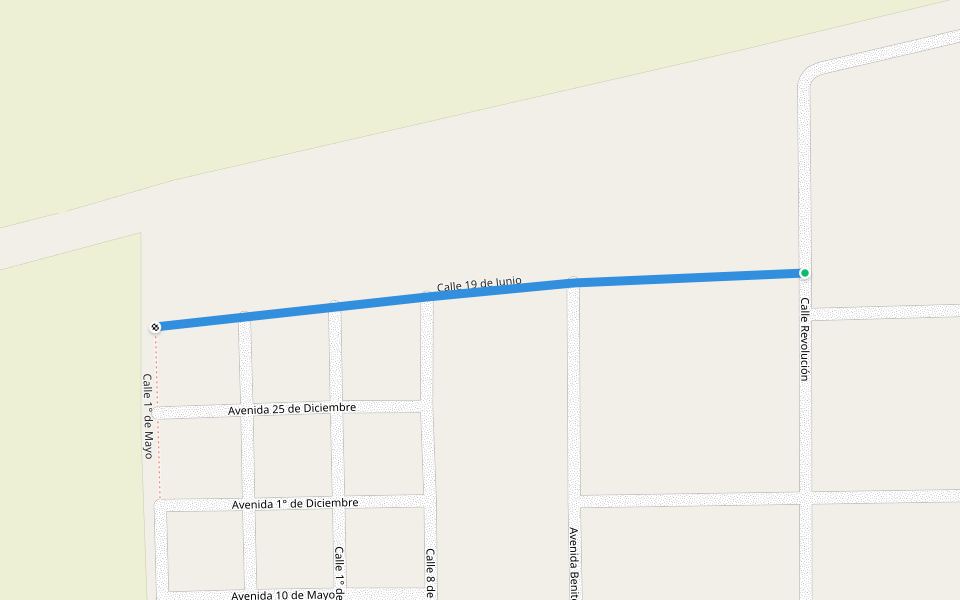 Calle 19 de Junio walking route map in Las Playitas